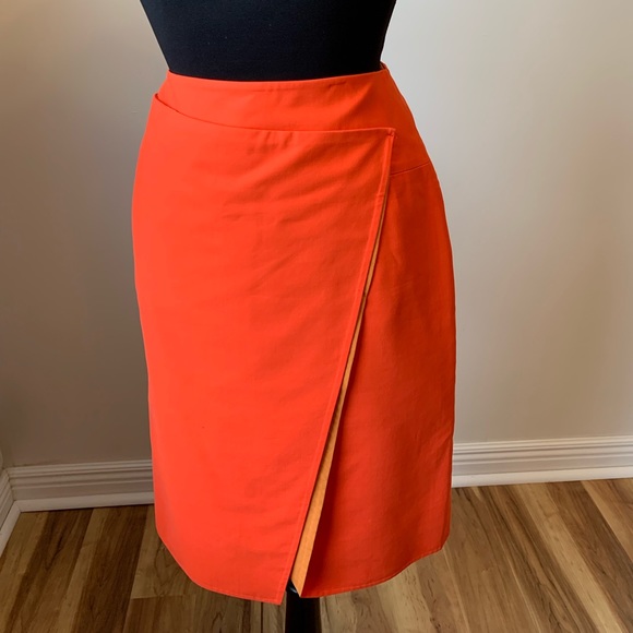 AKRIS Reversible Natalie Jacket Matching Skirt Set Two Toned Orange Cotton - Picture 7 of 16